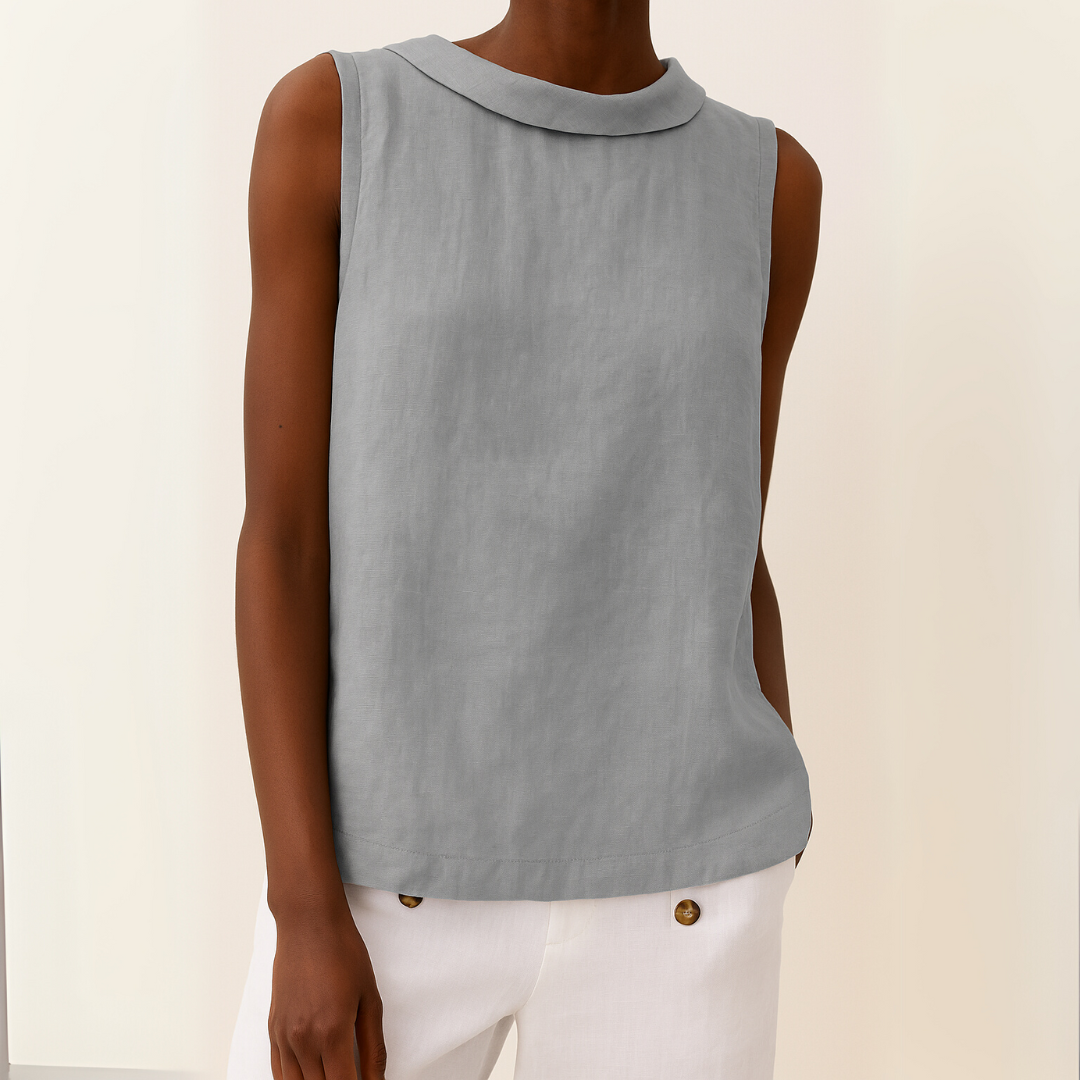 Women's Sleeveless Roll Collar Top