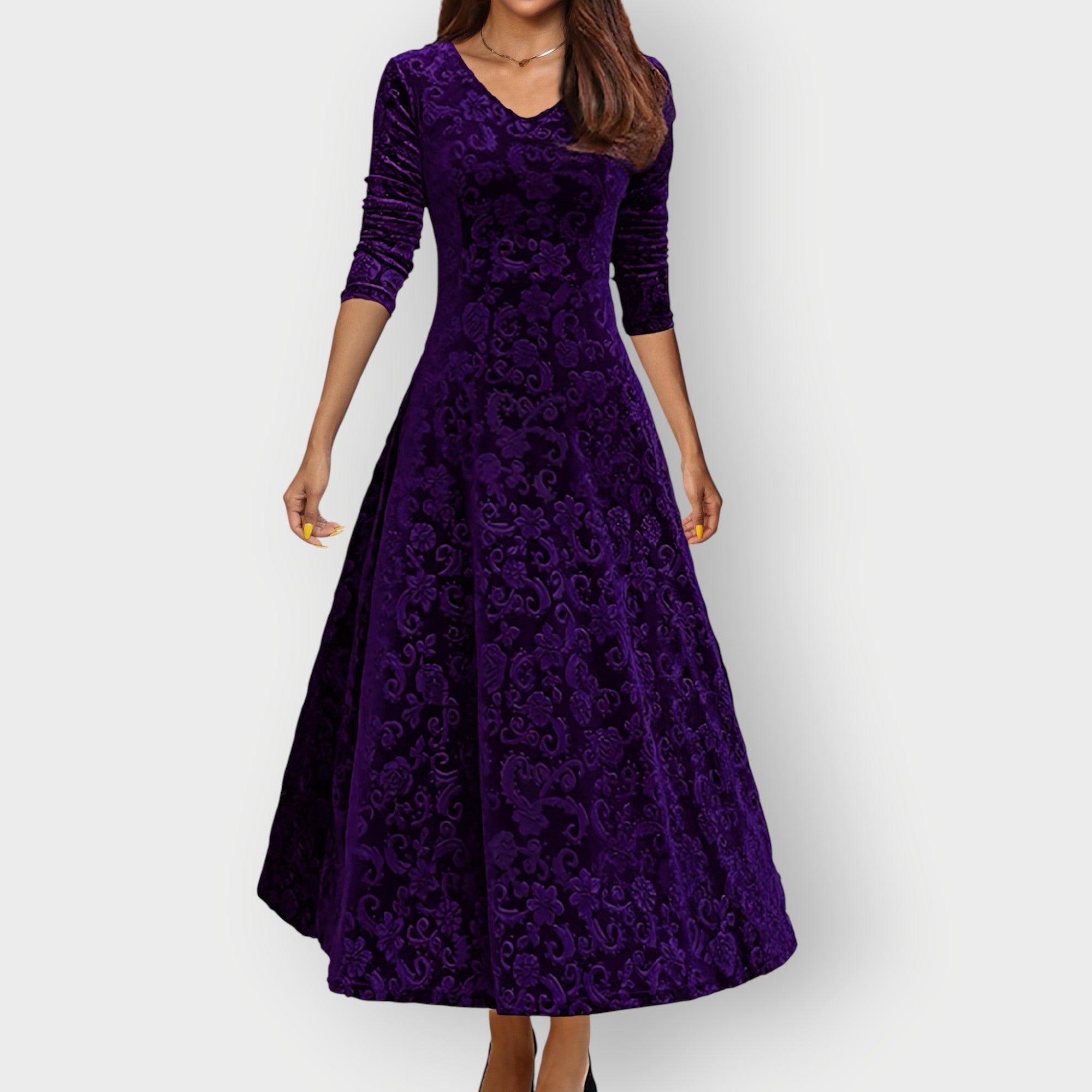 Women's Vintage Velvet Midi Dress