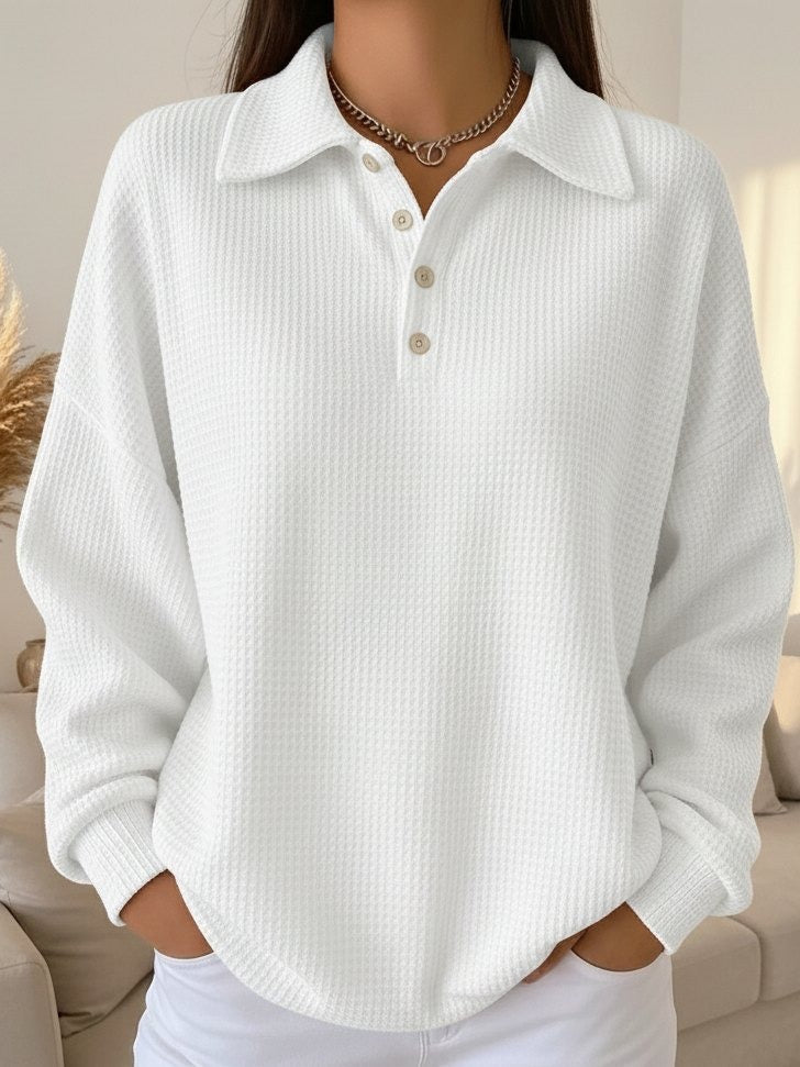 Women's Textured Polo Sweater