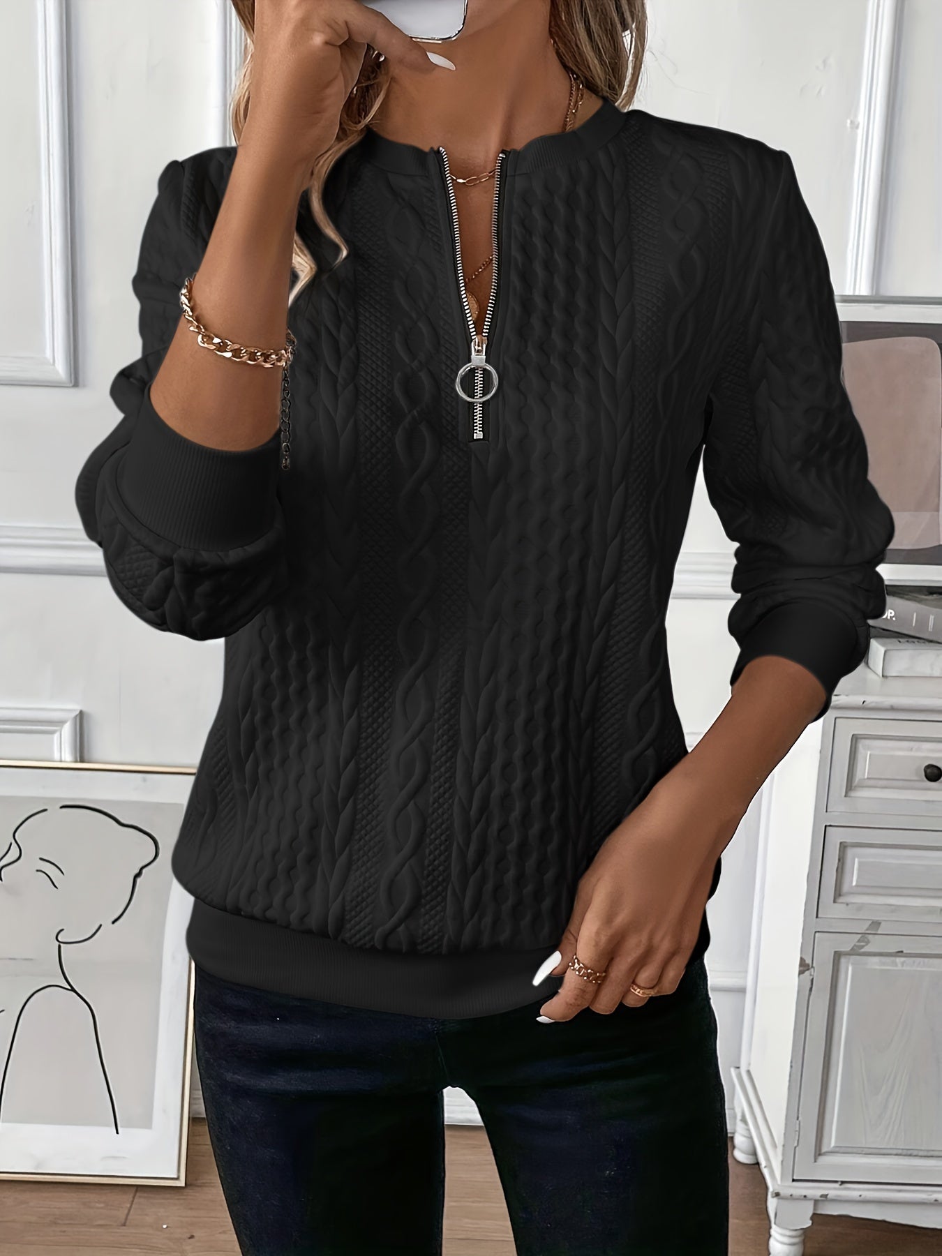Women's Modern Zip-Up Sweater