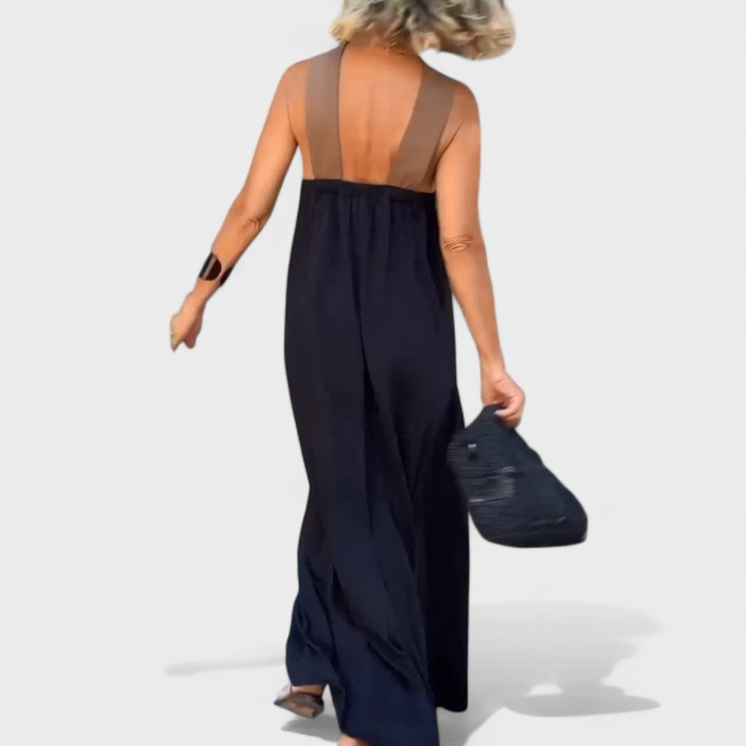 Women's Elegant Cross-Neck Maxi Dress