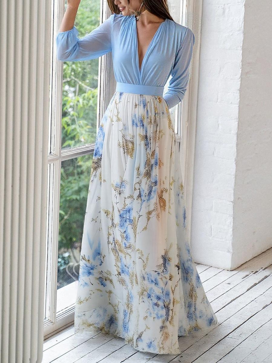 Women's Maxi Dress with Dazzling Floral Print