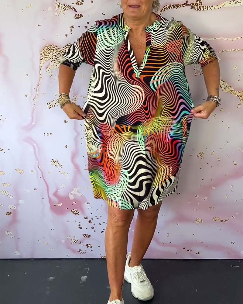 Women's Colorful V-neck Dress