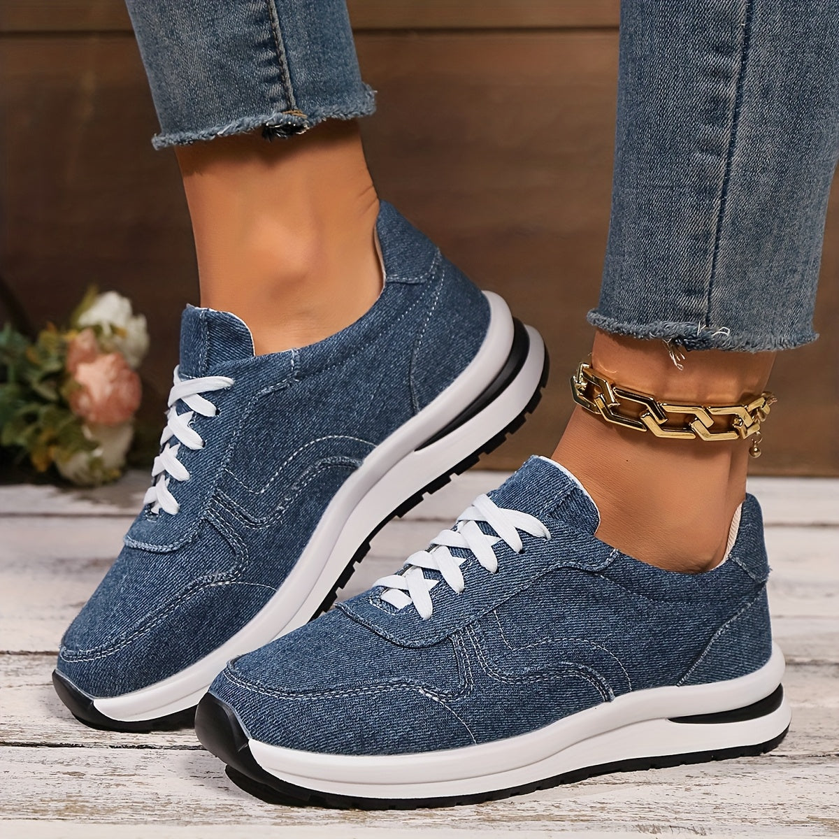 Women's Orthopedic Sneakers with Denim Fabric