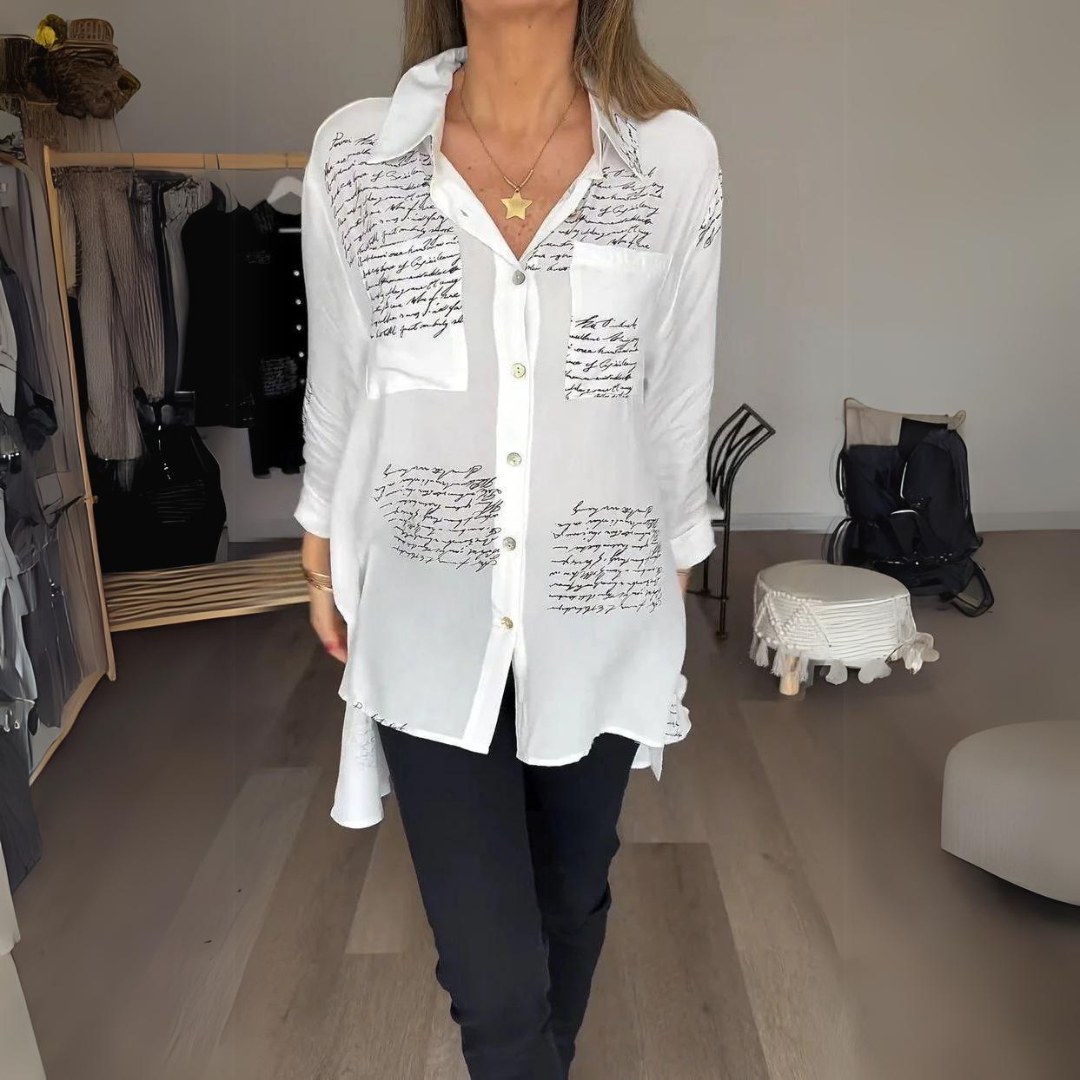 Women's Handwritten Button-Up Shirt