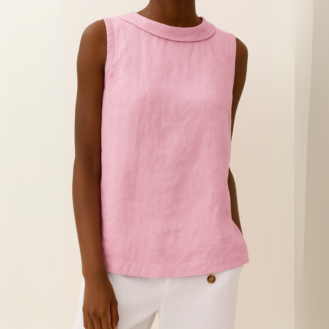 Women's Sleeveless Roll Collar Top