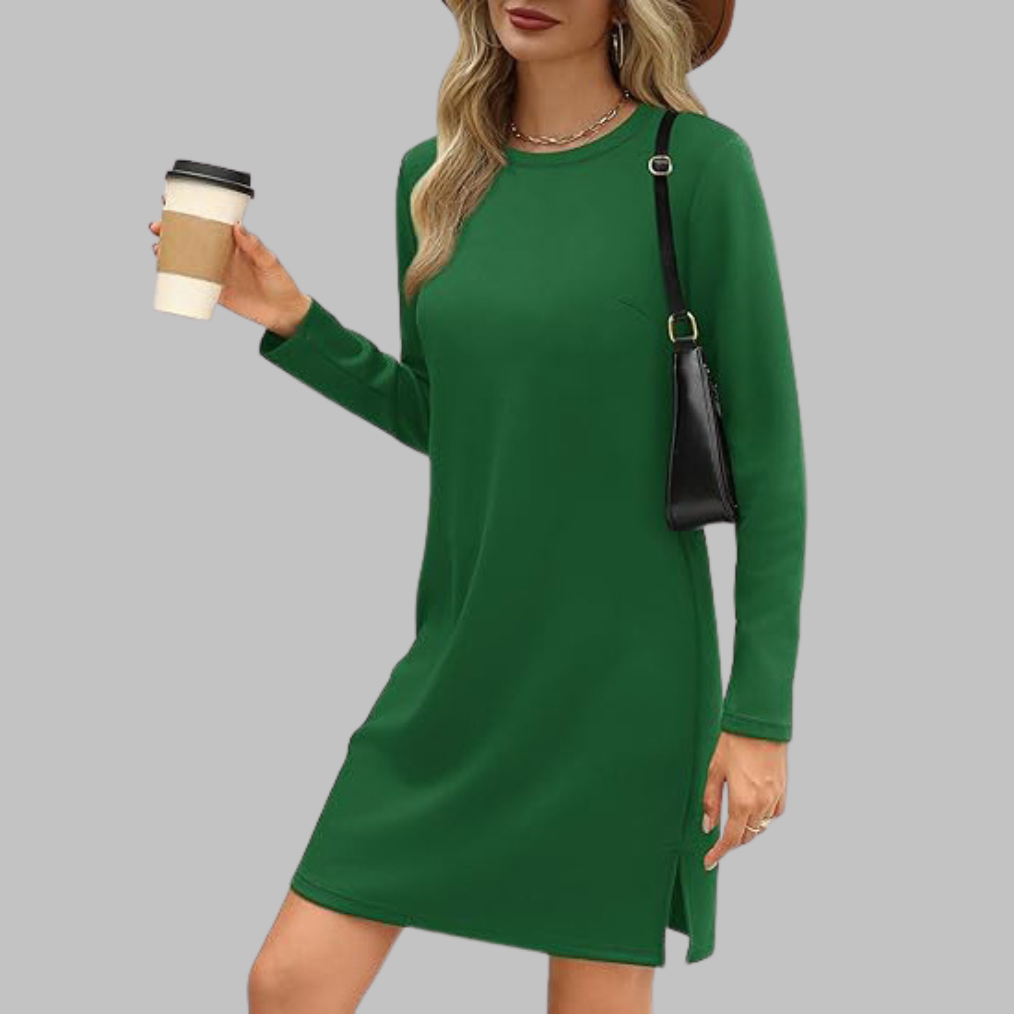 Women's Comfortable Long Sleeve Round Neck Dress