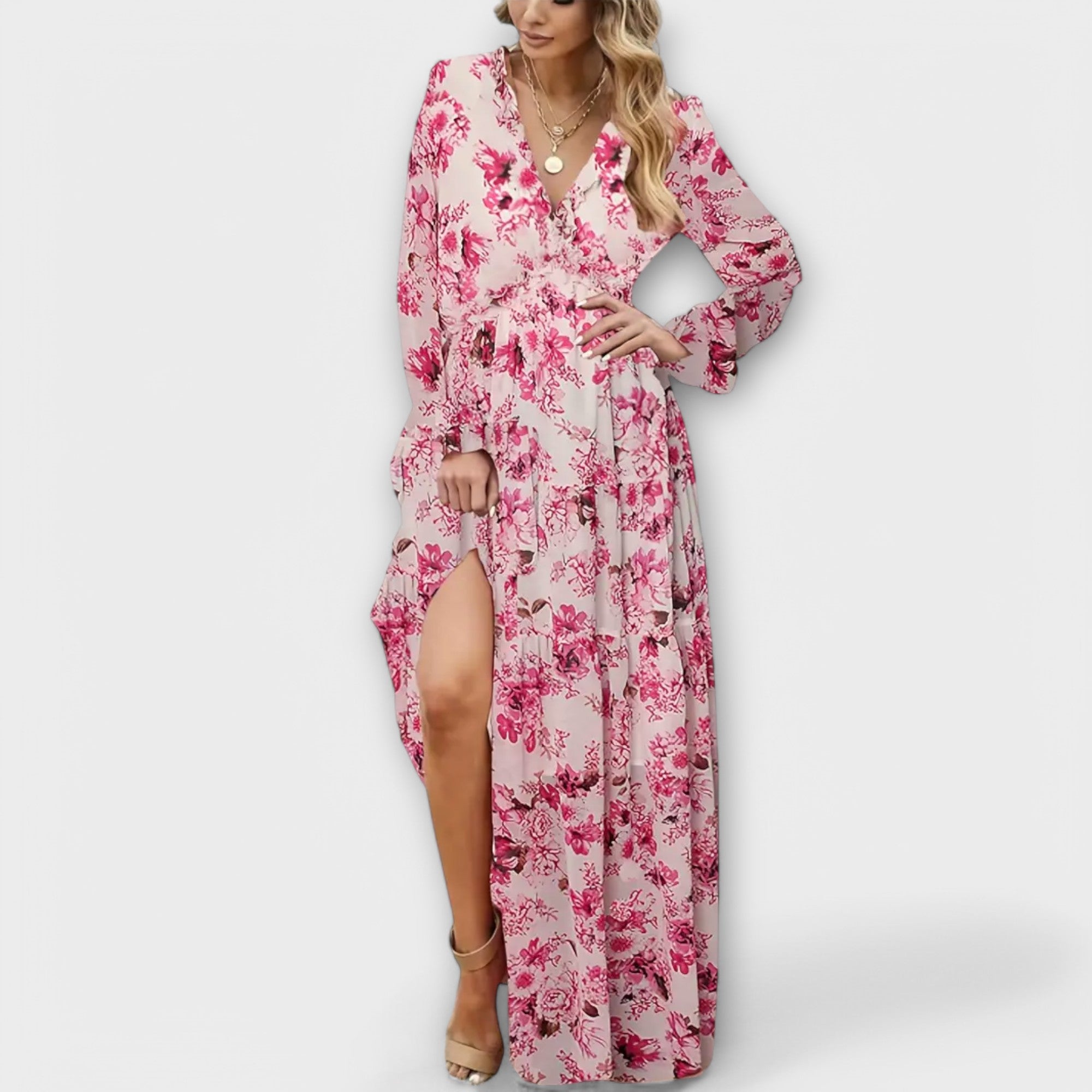 Women's Floral V-Neck Maxi Dress