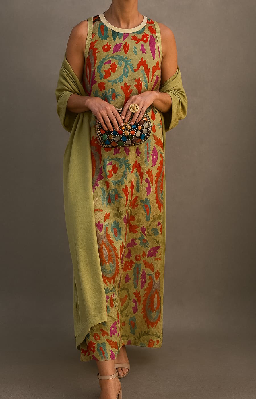 Women's Matching Long Dress & Coat Set