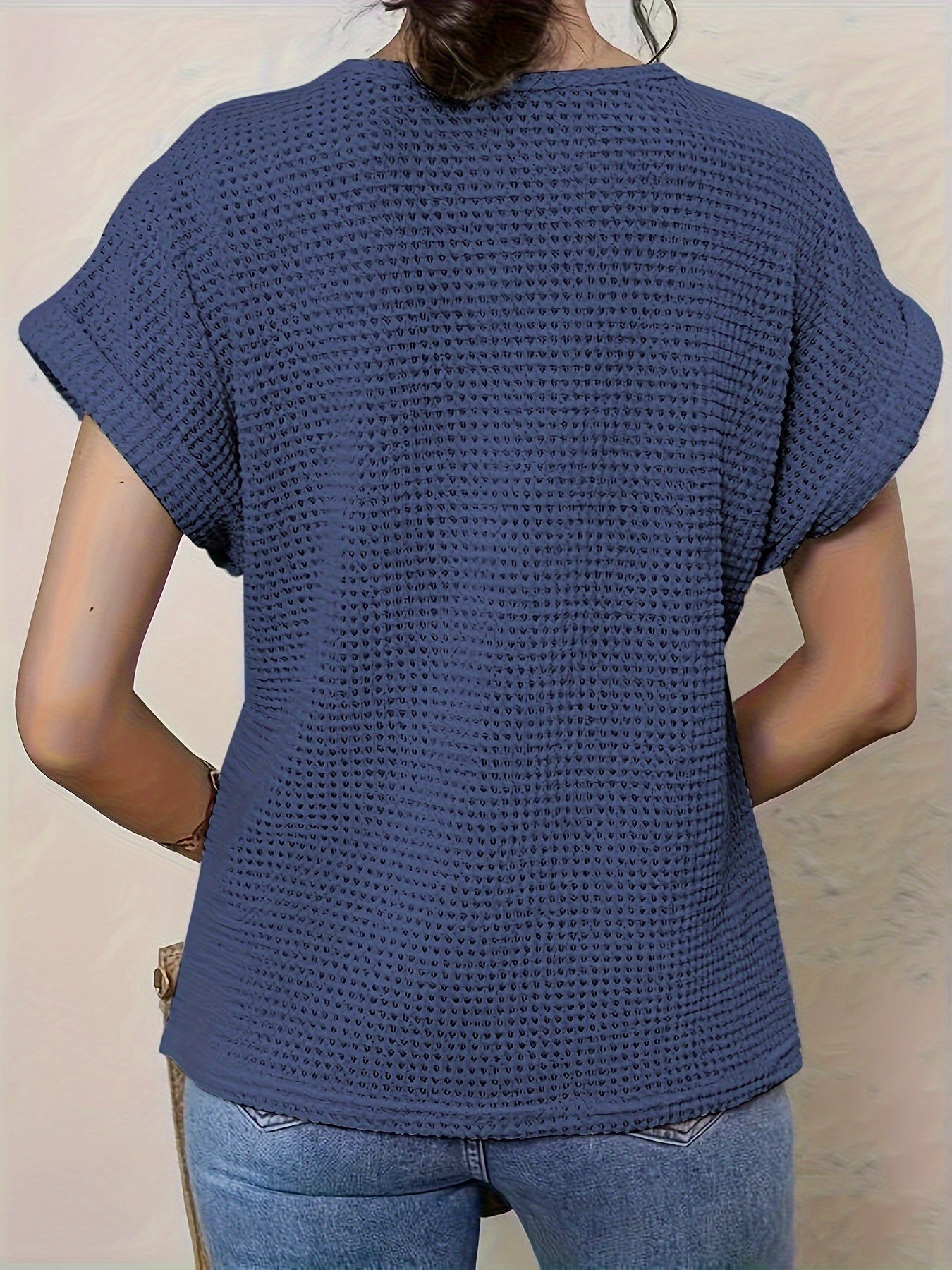 Women's Top with Round Neck and Lace Trim