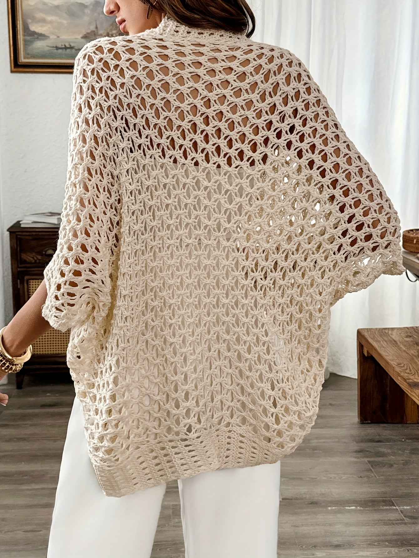 Women's Open Knit Drape Cardigan