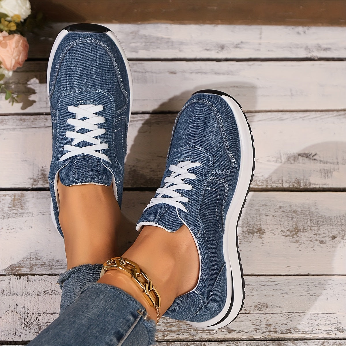 Women's Orthopedic Sneakers with Denim Fabric