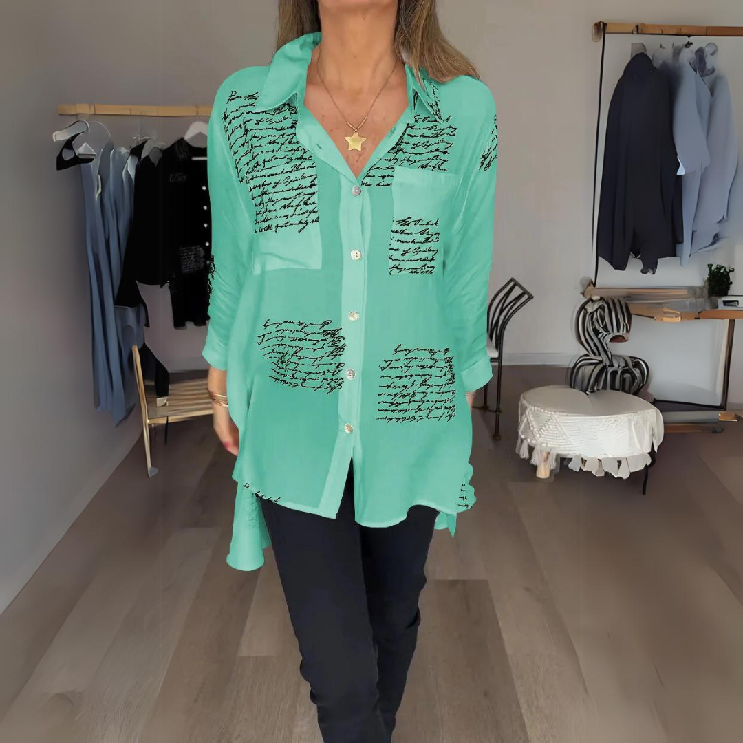 Women's Handwritten Button-Up Shirt