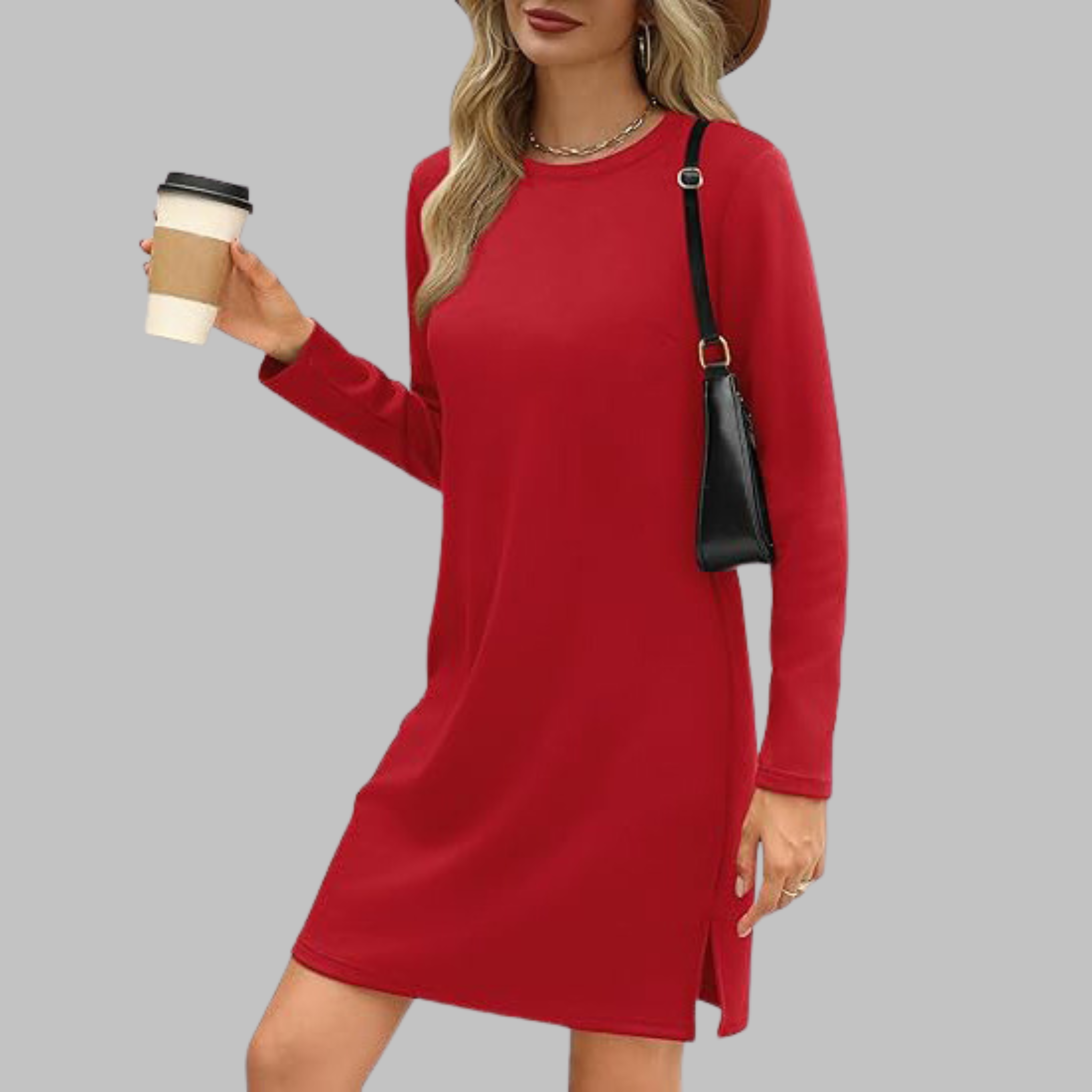 Women's Comfortable Long Sleeve Round Neck Dress
