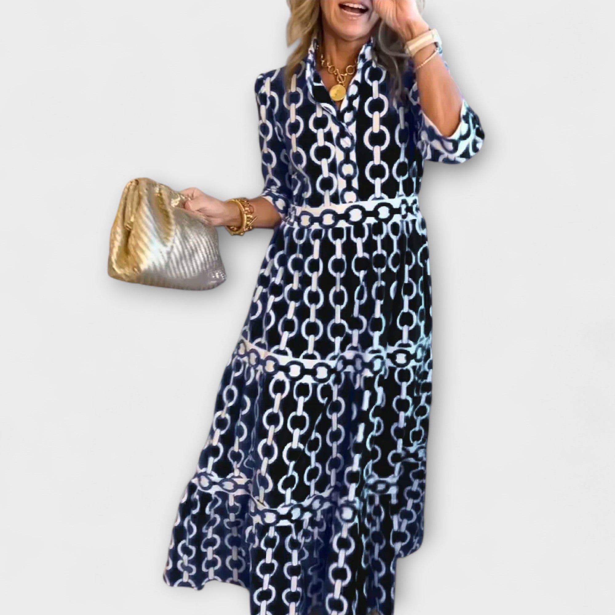 Women's Midi Dress with Chain Pattern