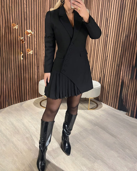 Women's Long-Sleeved Pleated Dress