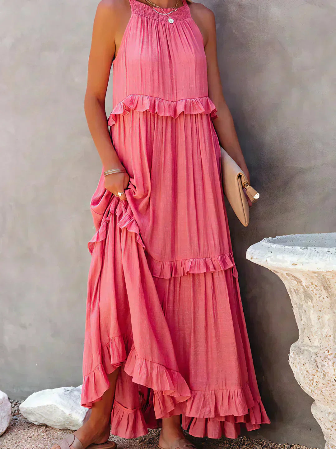 Women's Elegant Sleeveless Dress with Ruffles