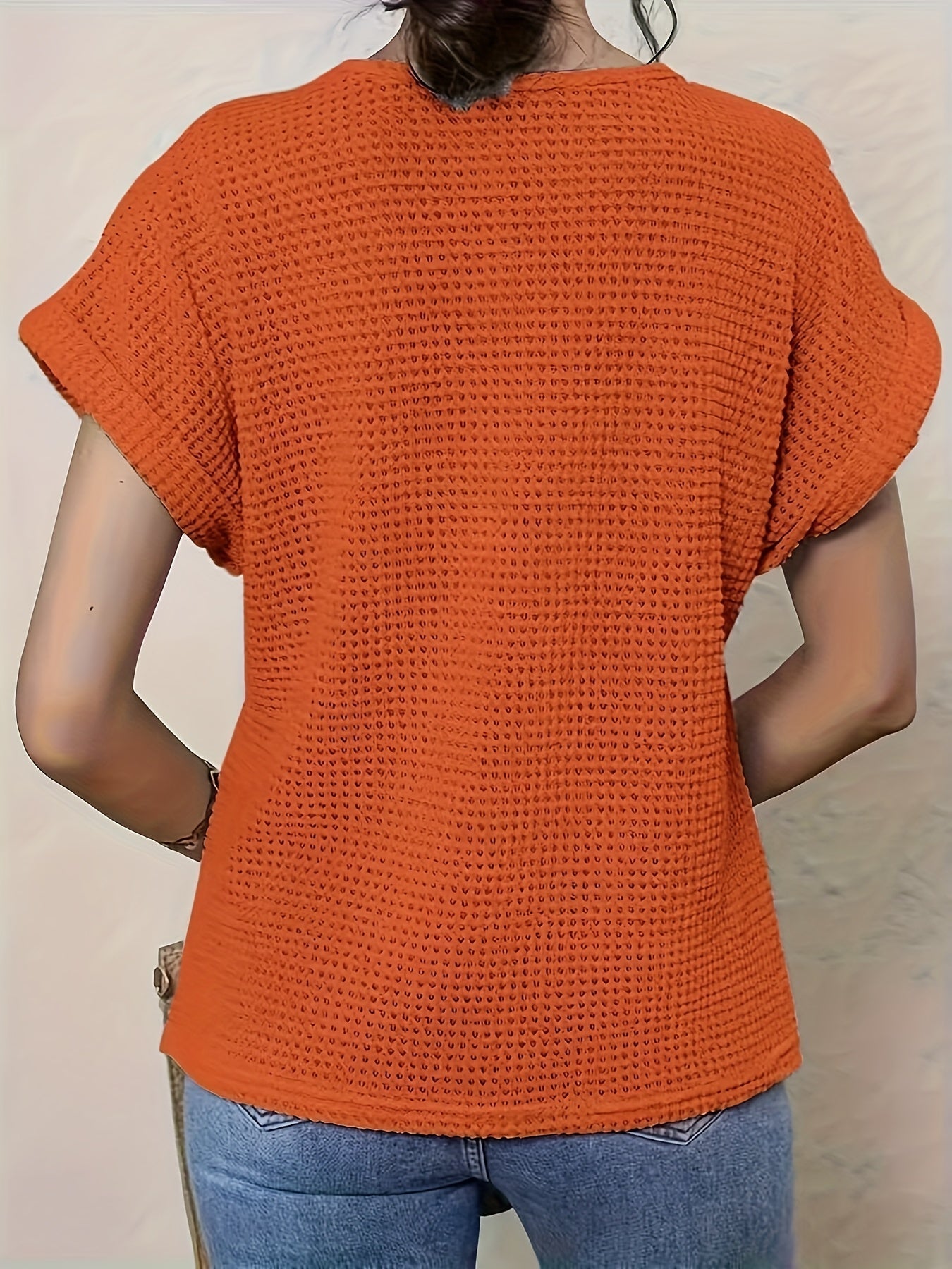 Women's Top with Round Neck and Lace Trim