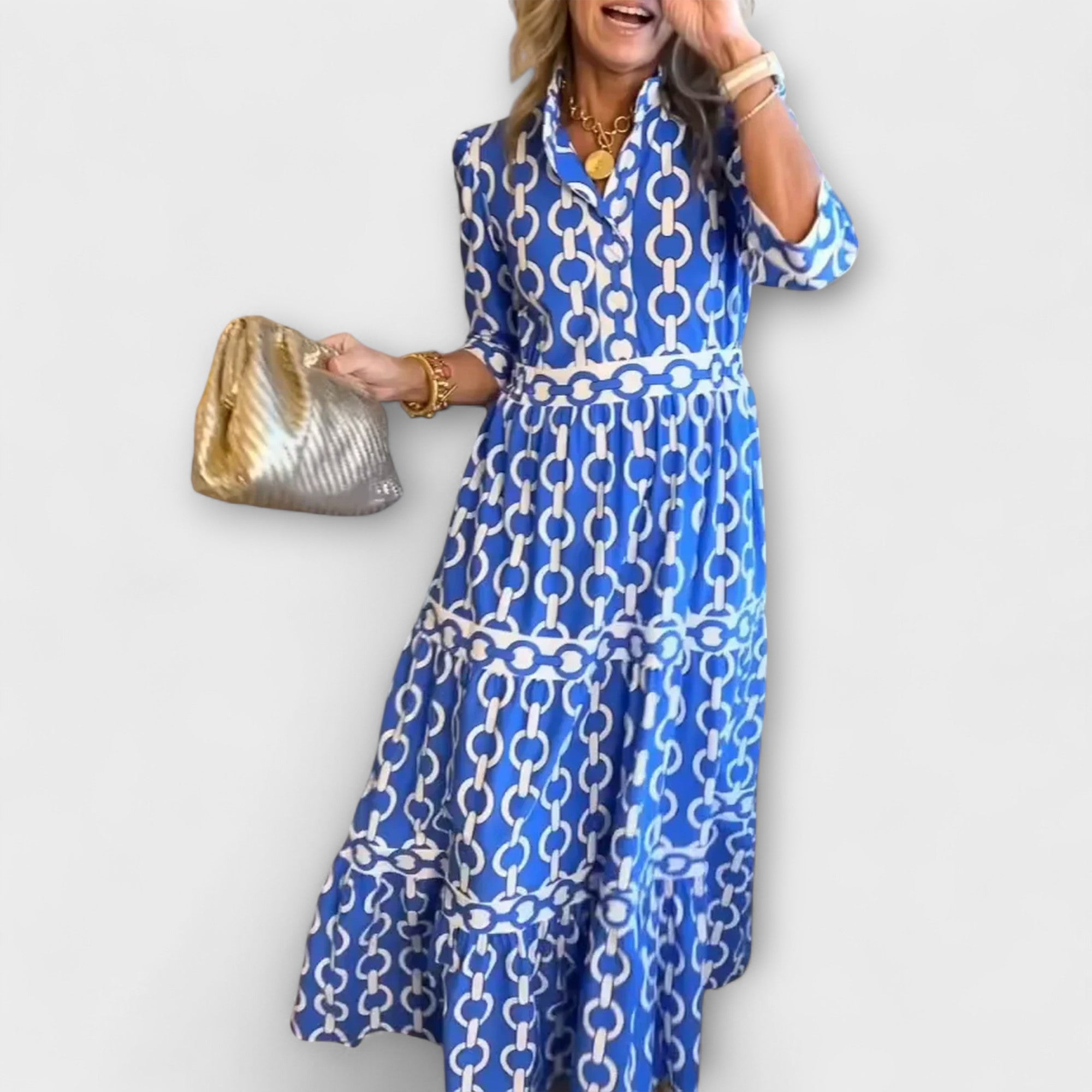 Women's Midi Dress with Chain Pattern