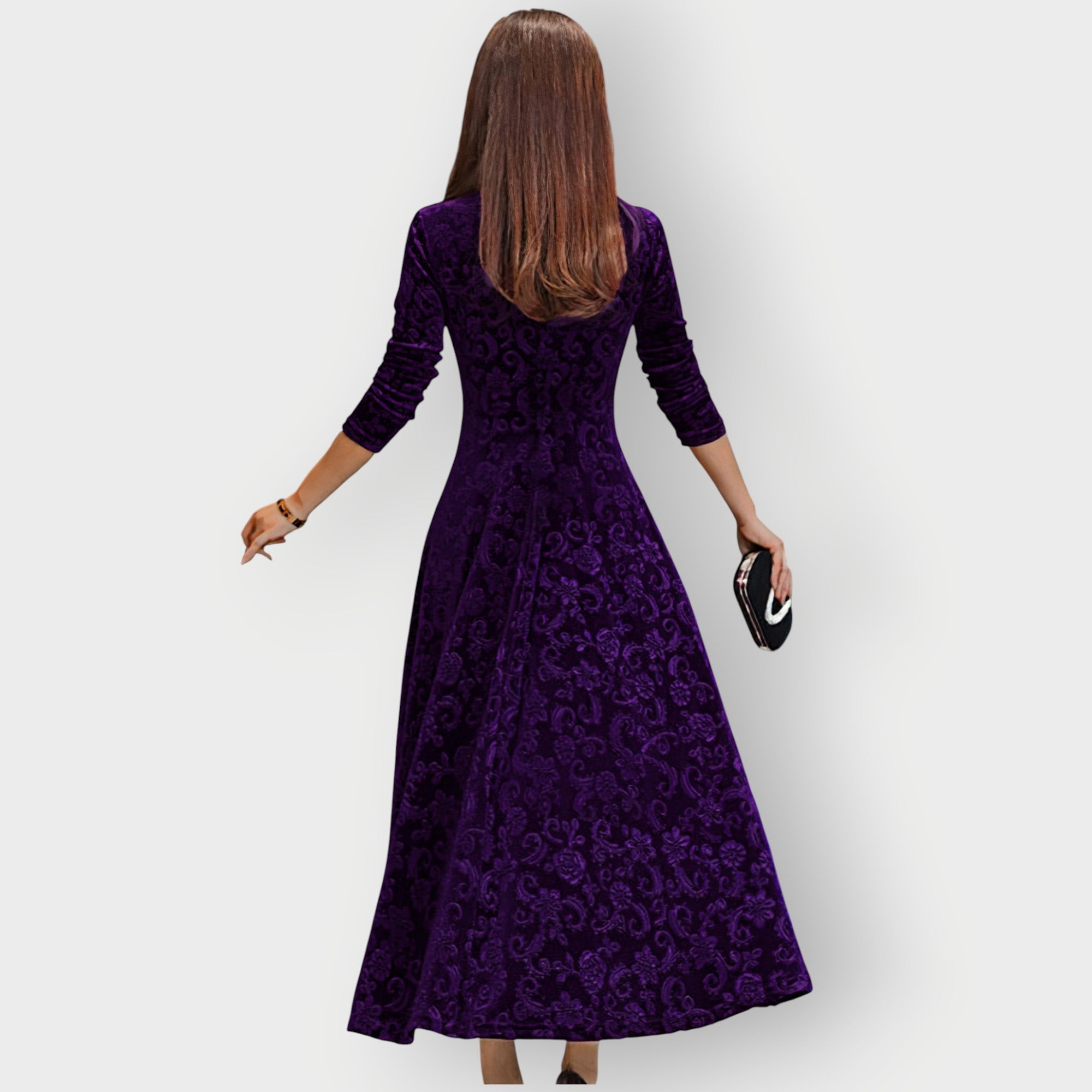 Women's Vintage Velvet Midi Dress