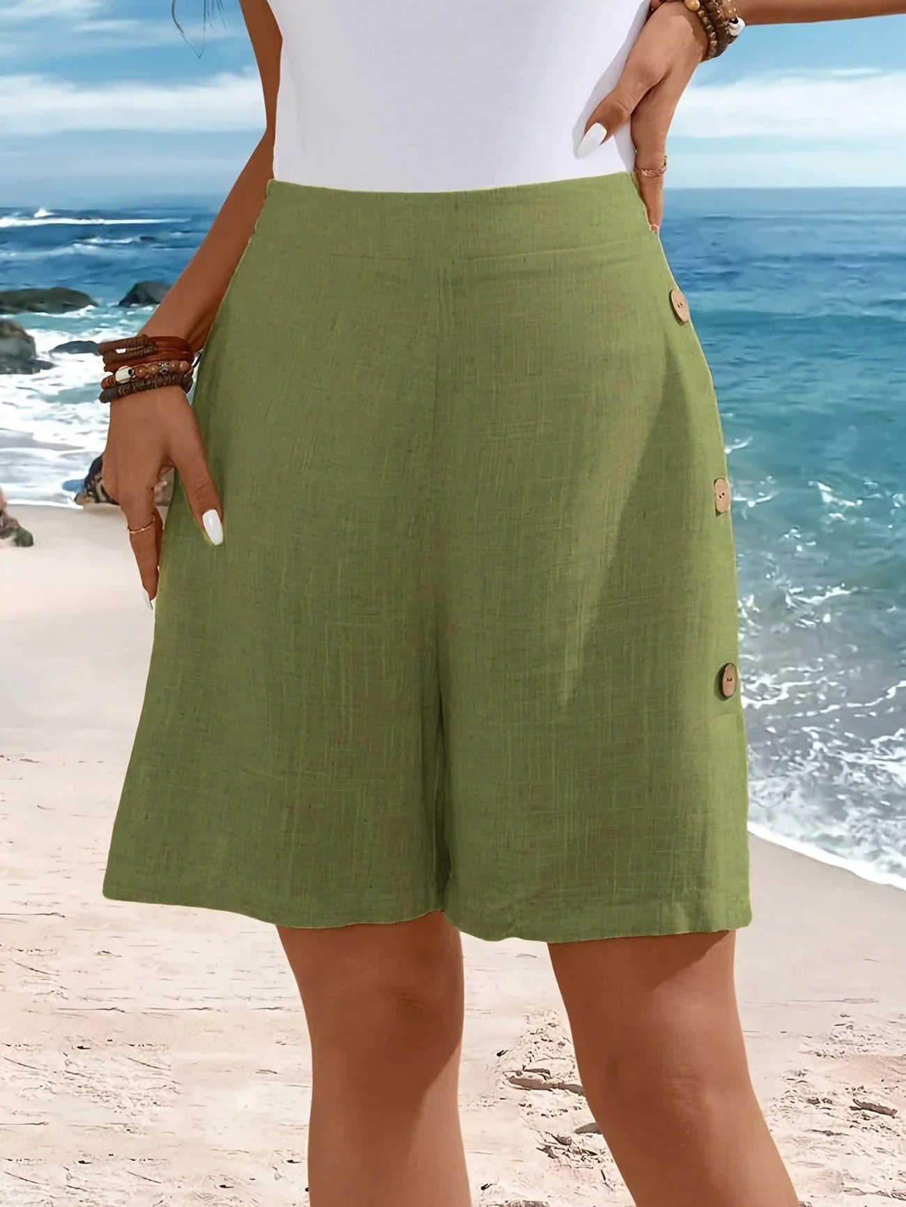 Women's Comfortable Shorts With Buttons