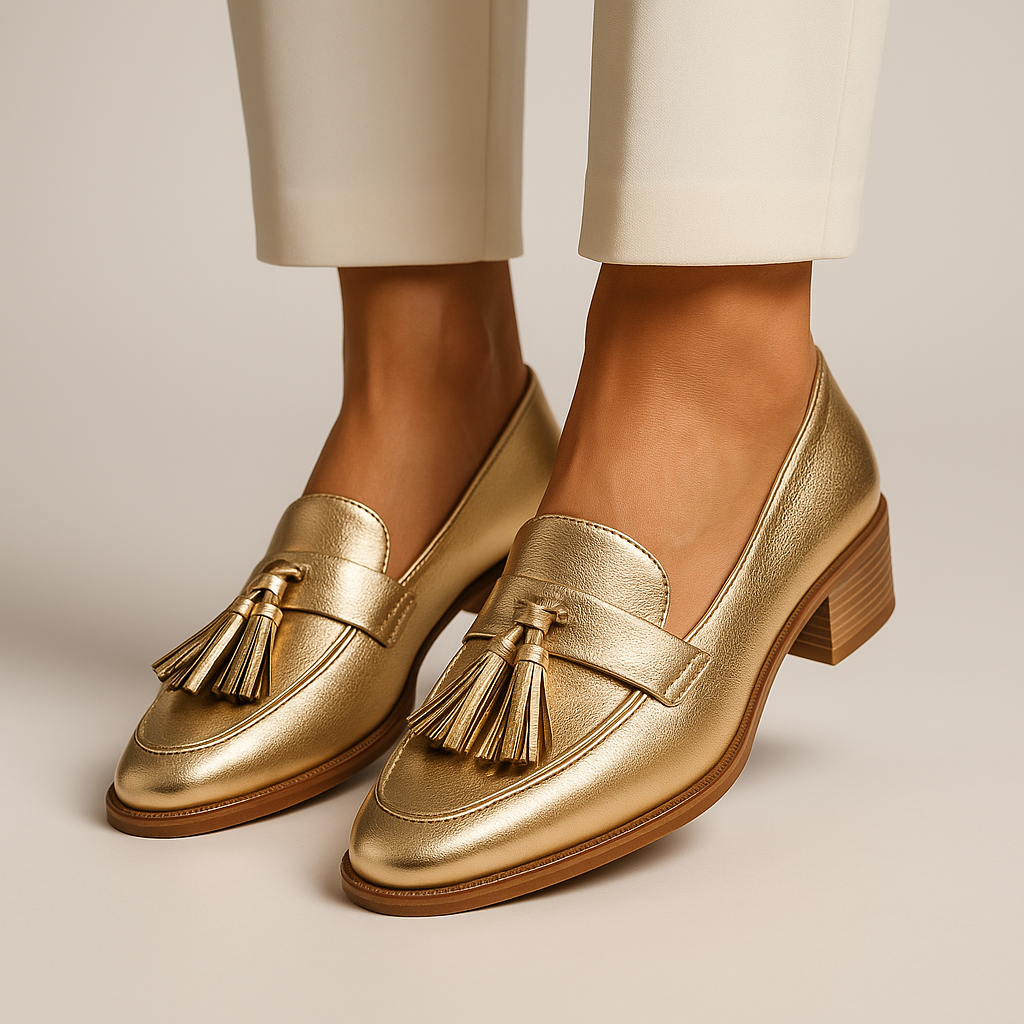 Women's Gold Loafers