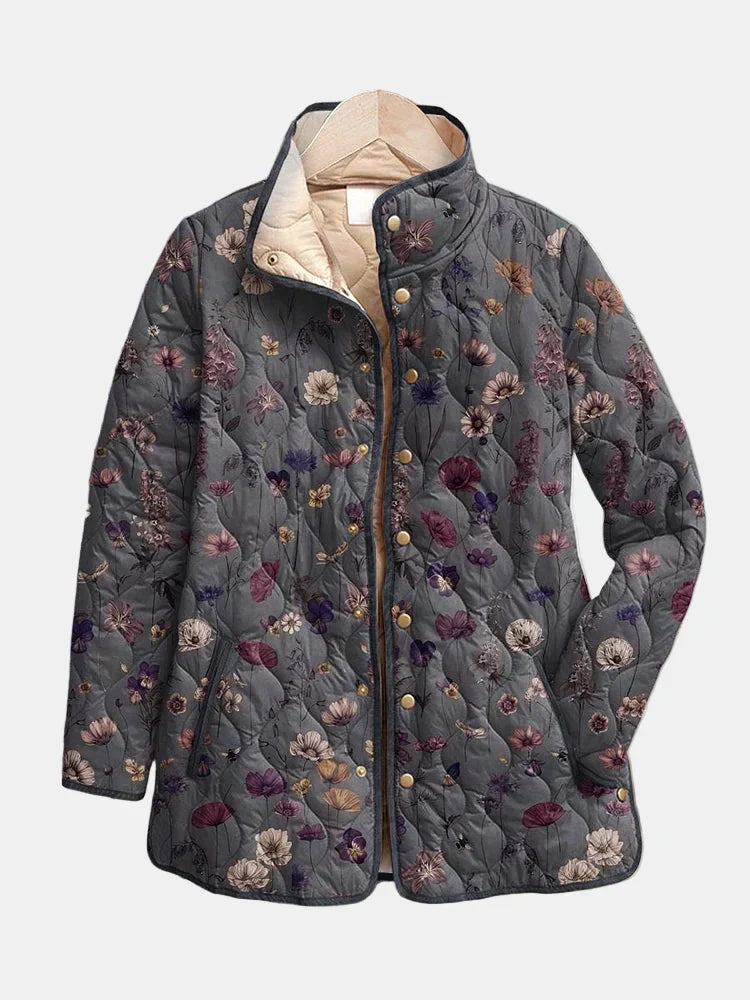 Women's Vintage Floral Print Quilted Jacket