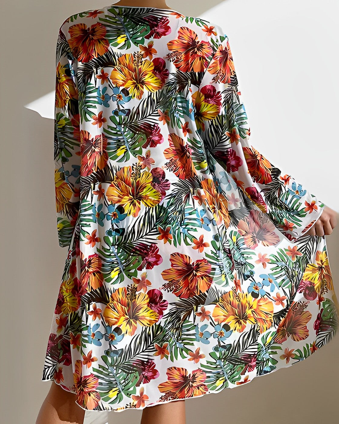 Women's Tropical Print Bikini Set with Cover-Up