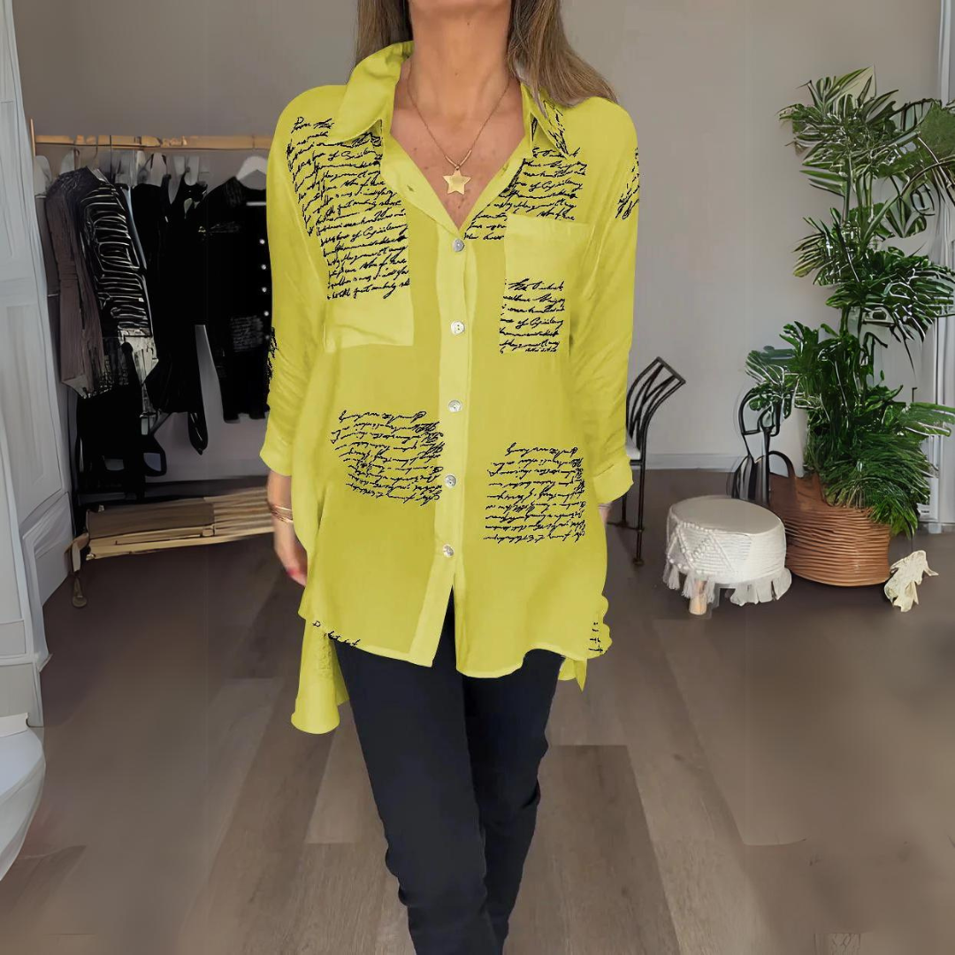 Women's Handwritten Button-Up Shirt