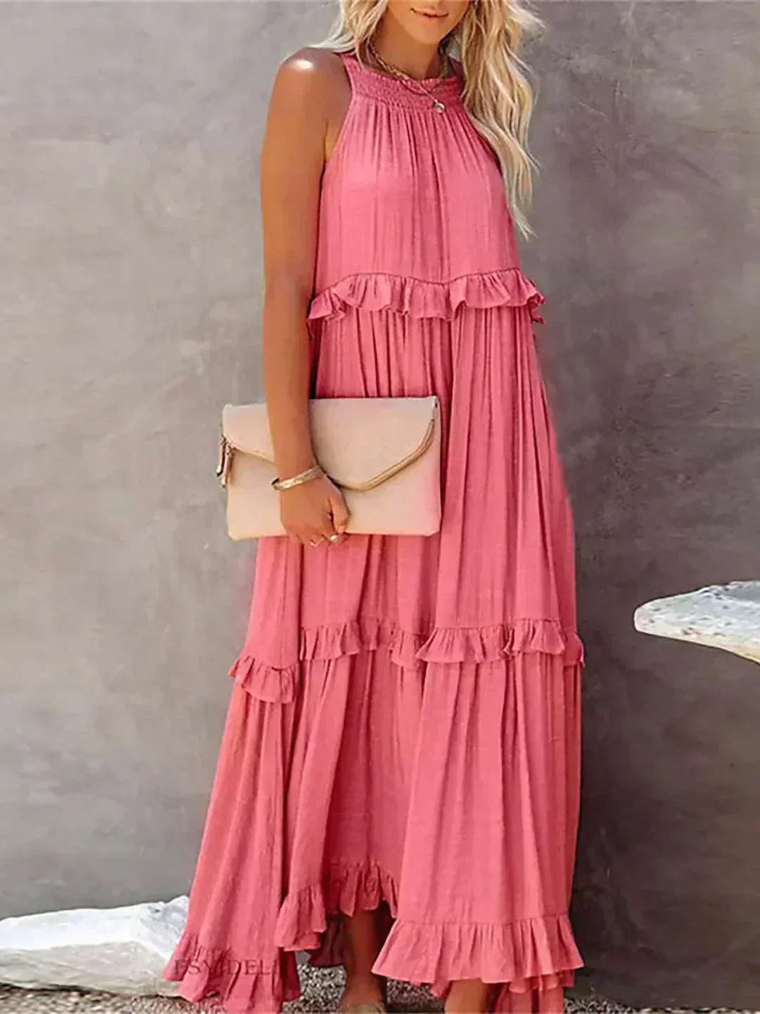 Women's Elegant Sleeveless Dress with Ruffles