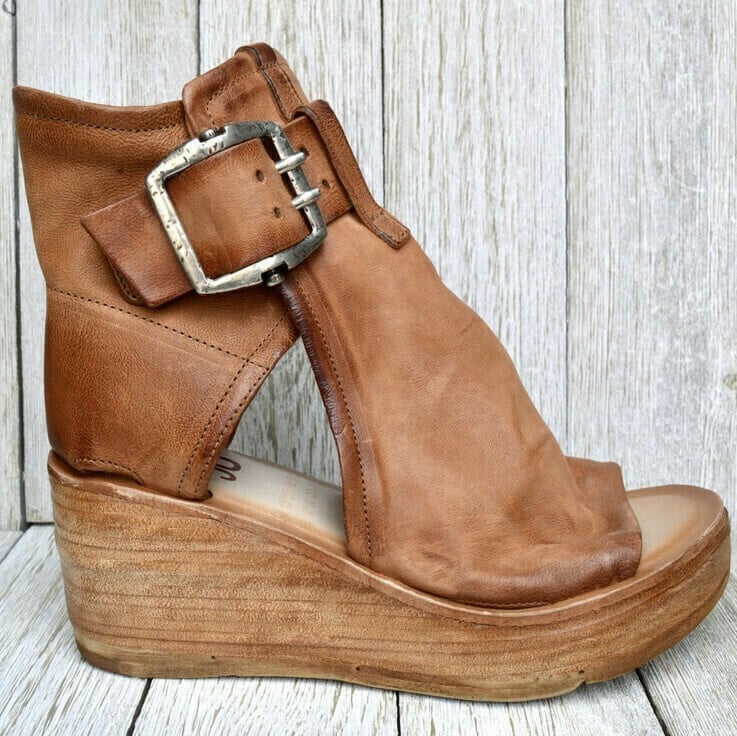 Women's Wedge Sandals with Buckle in Boho Style