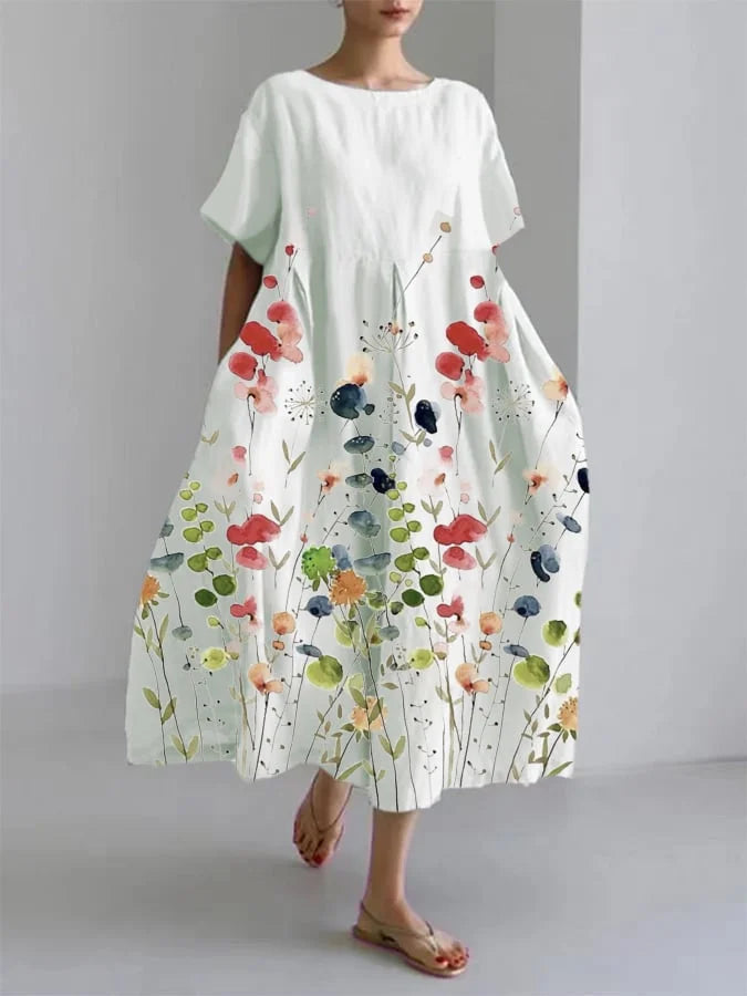 Women's Casual Long Dress With Floral Style for Summer