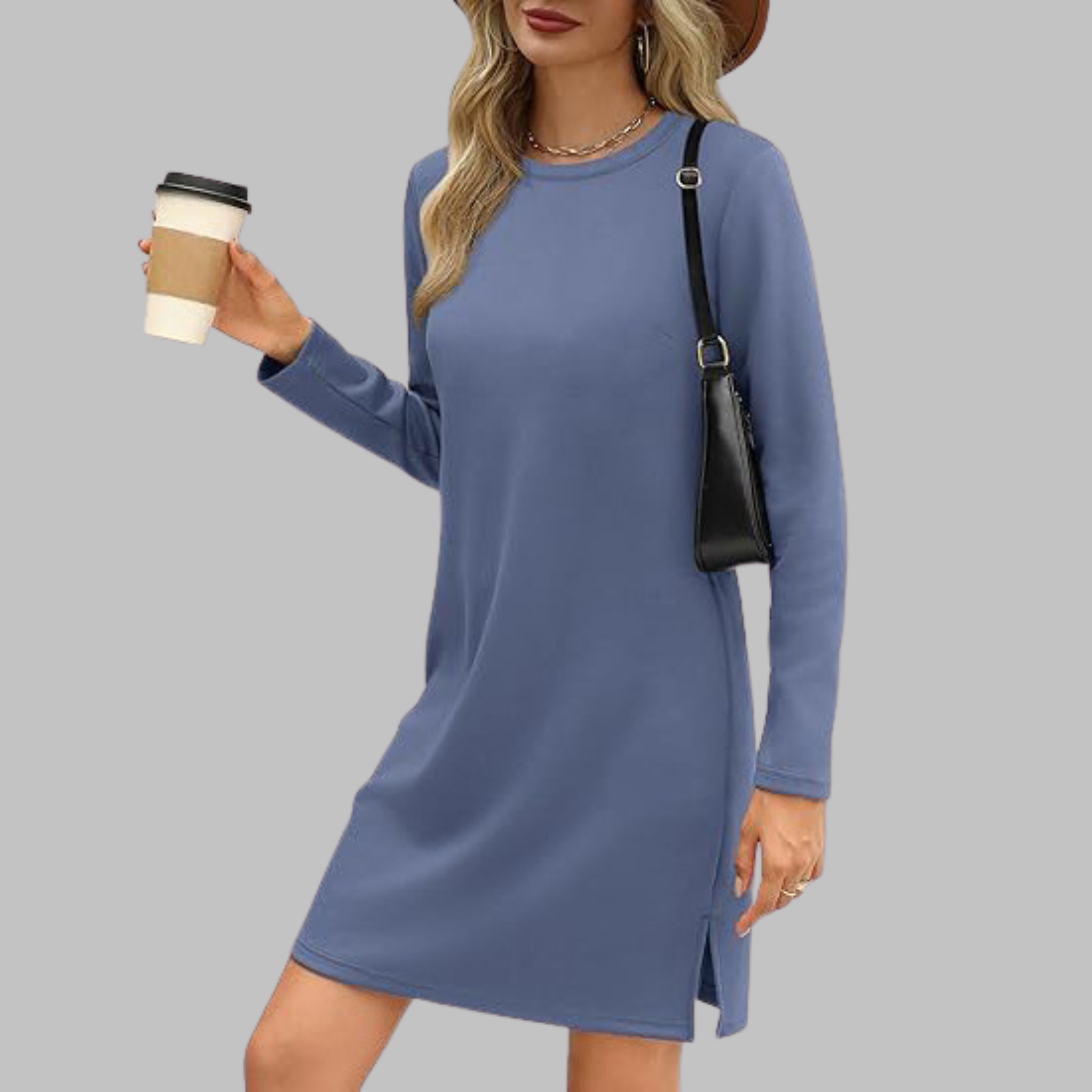 Women's Comfortable Long Sleeve Round Neck Dress