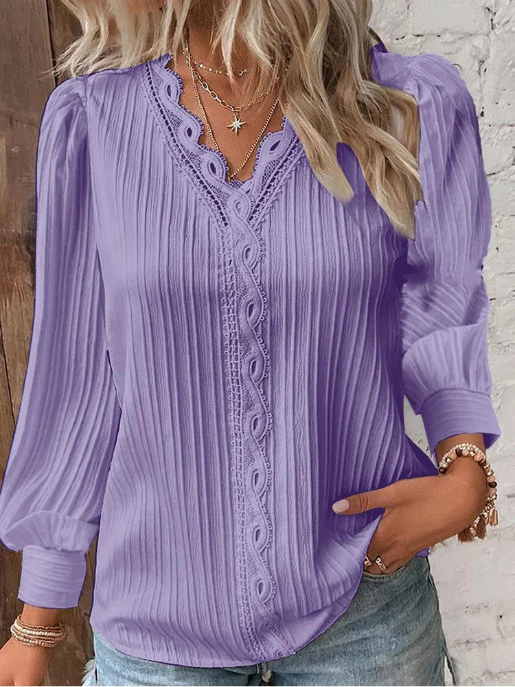 Women's Blouse with Chiffon and Lace Details