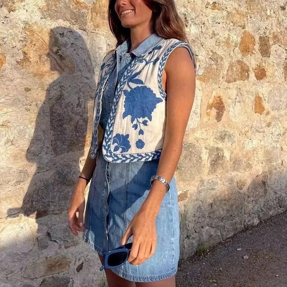 Women's Vintage Floral Boho Vest