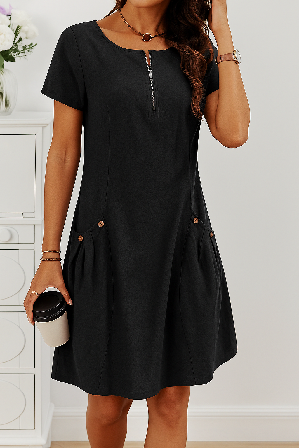 Women's Summer Dress with Button Details