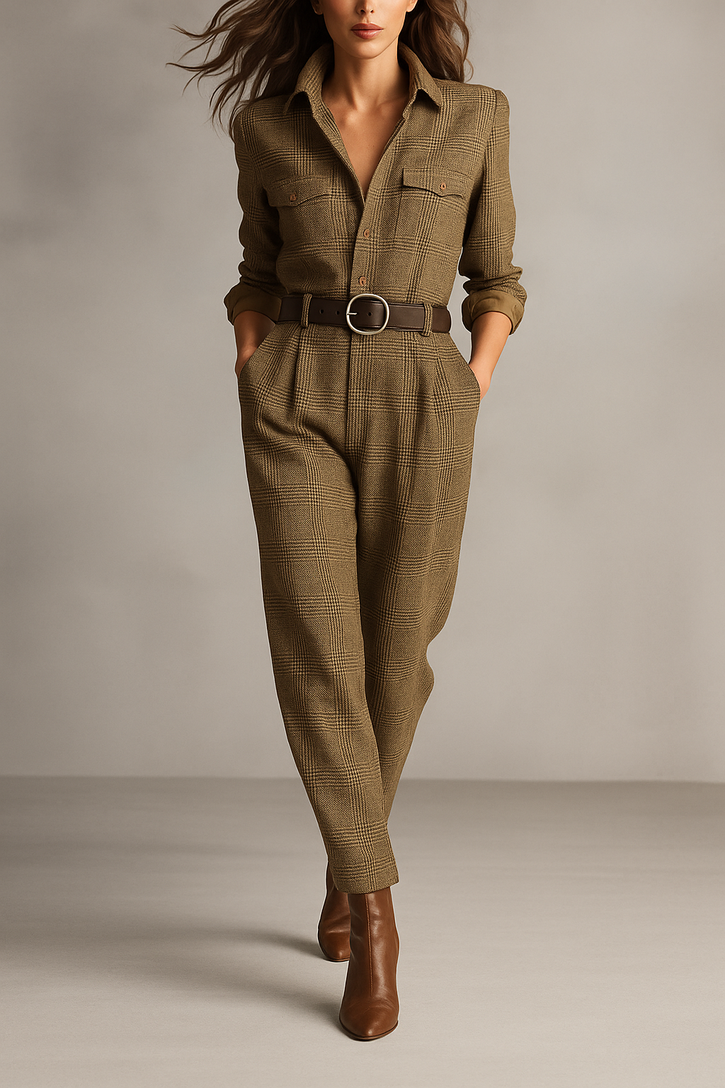 Women's Elegant Plaid Jumpsuit