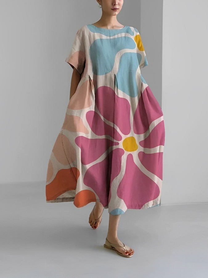 Women's Summer Floral Dress with Flattering Cut and Freedom of Movement