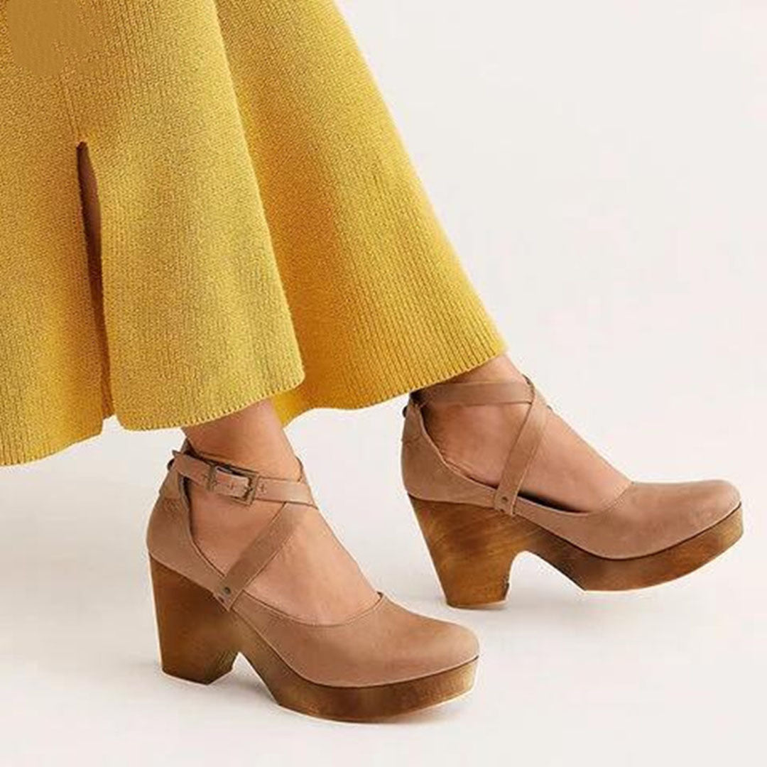 Women's Elegant Wedge Heels with Closed Toe & Ankle Strap