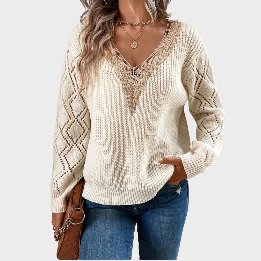 Women's Solid V Neck Sweater
