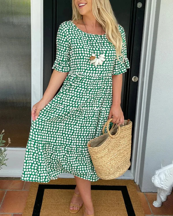 Women's Relaxed Midi Dress With Dots