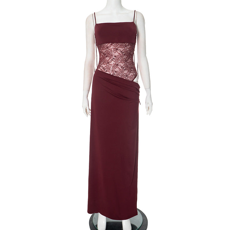 Women's Long Dress with Lace Detail