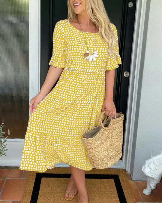 Women's Relaxed Midi Dress With Dots