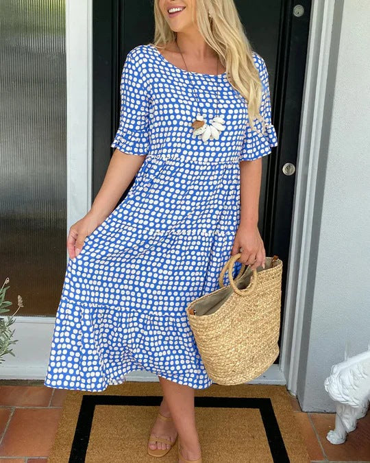 Women's Relaxed Midi Dress With Dots