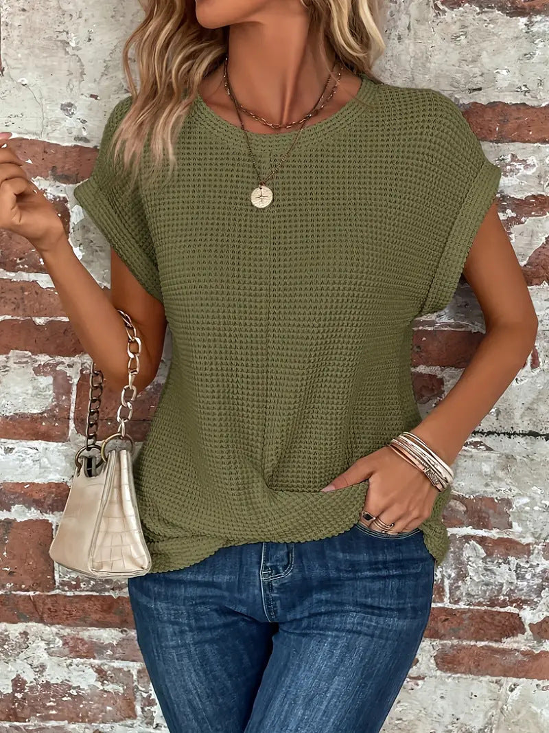 Women's Waffle Knit Casual Tee