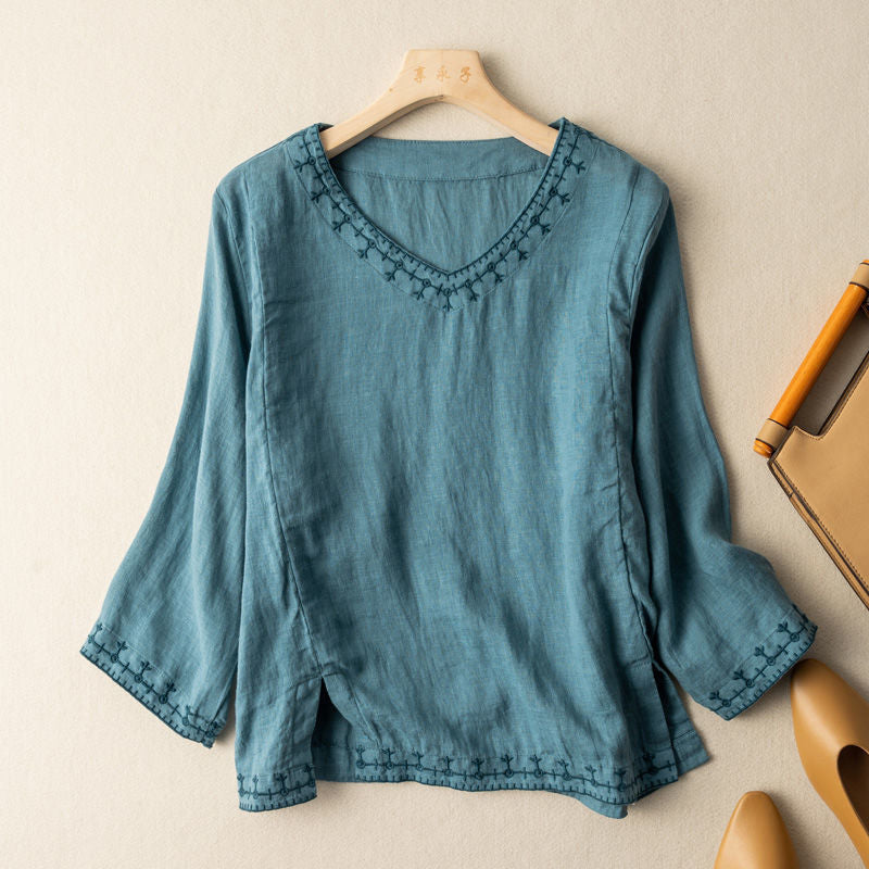 Women's Pattern V-Neck Blouse