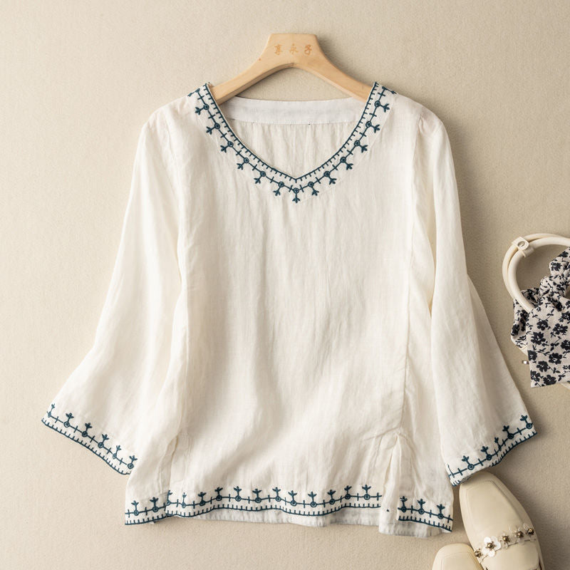 Women's Pattern V-Neck Blouse