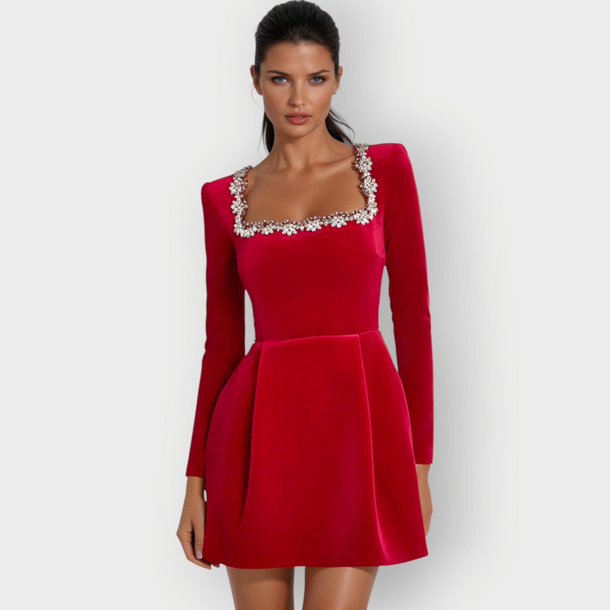 Women's Velvet Square-Neck Mini Dress