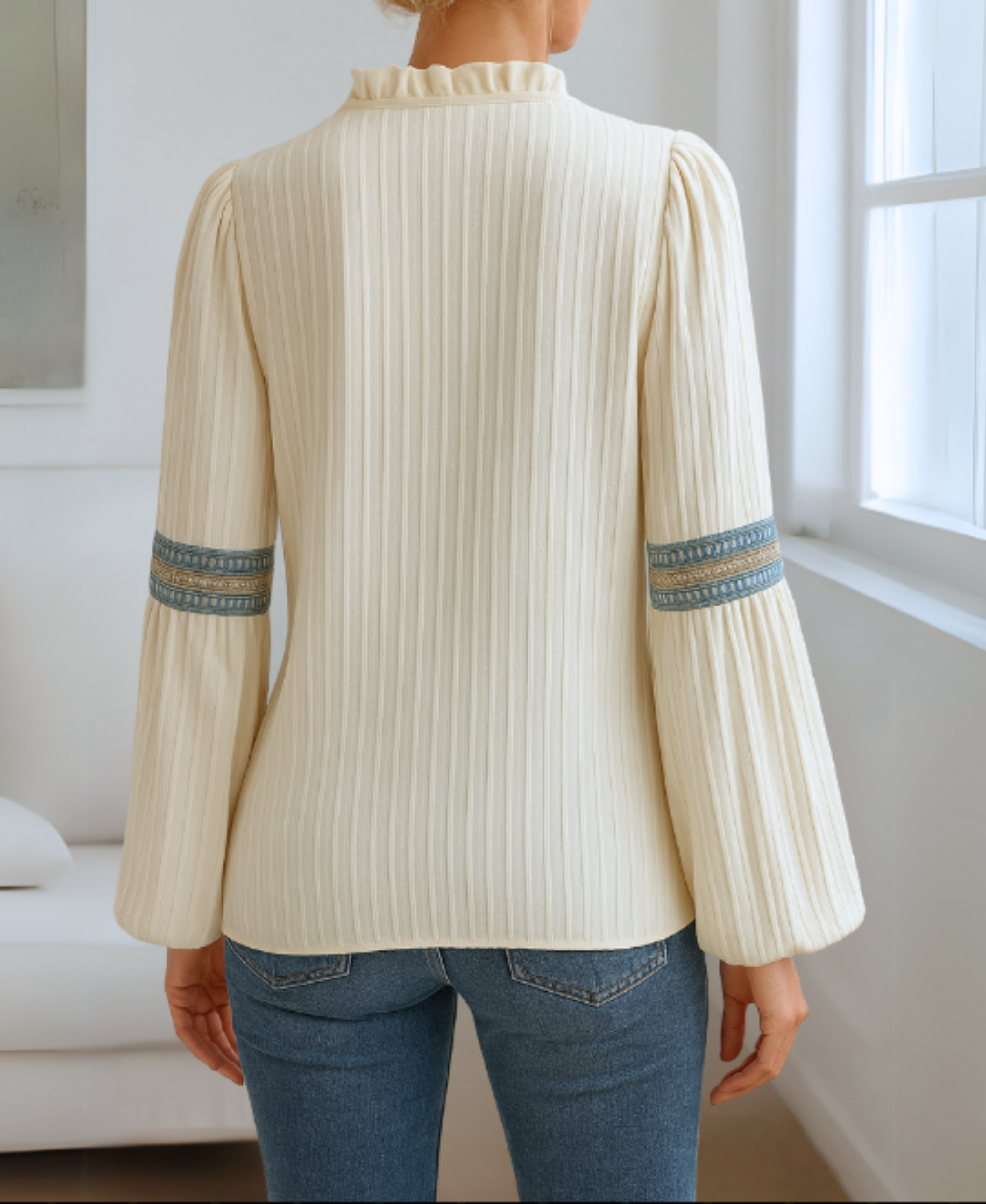 Women's Vintage V-Neck Blouse