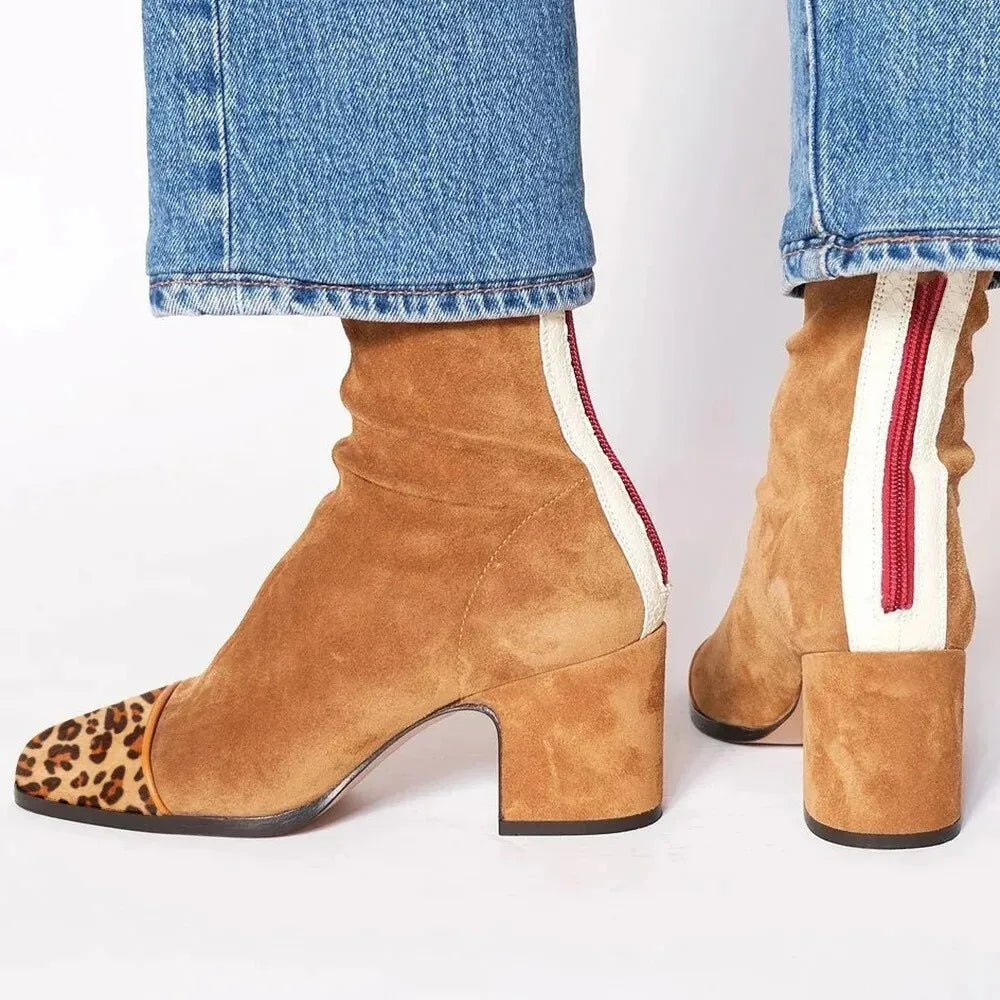 Women's Square toe heeled boots